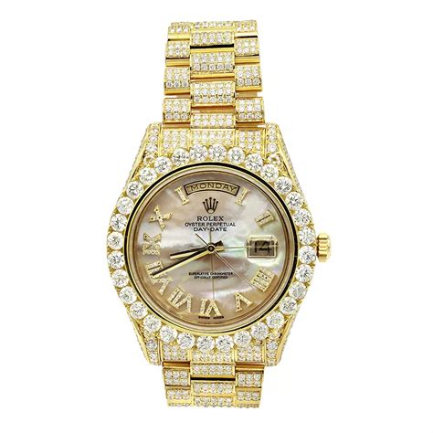 rolex oyster gold iced out black numbers|iced out rolex diamond.